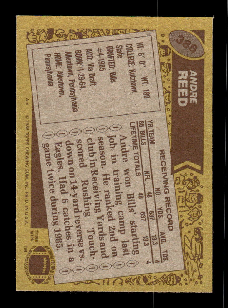 1986 Topps #388 Andre Reed Near Mint or Better HOF-10002283