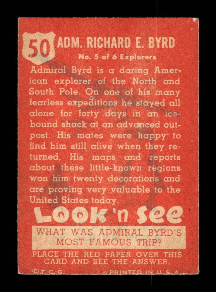 1952 Topps Look 'n See (R714-16) #50 Richard Byrd Excellent HOF-10002323