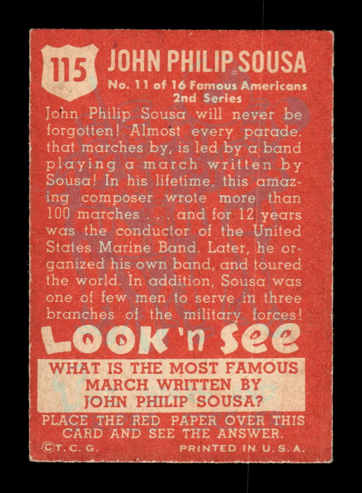 1952 Topps Look 'n See (R714-16) #115 John Philip Sousa Excellent HOF-10002331