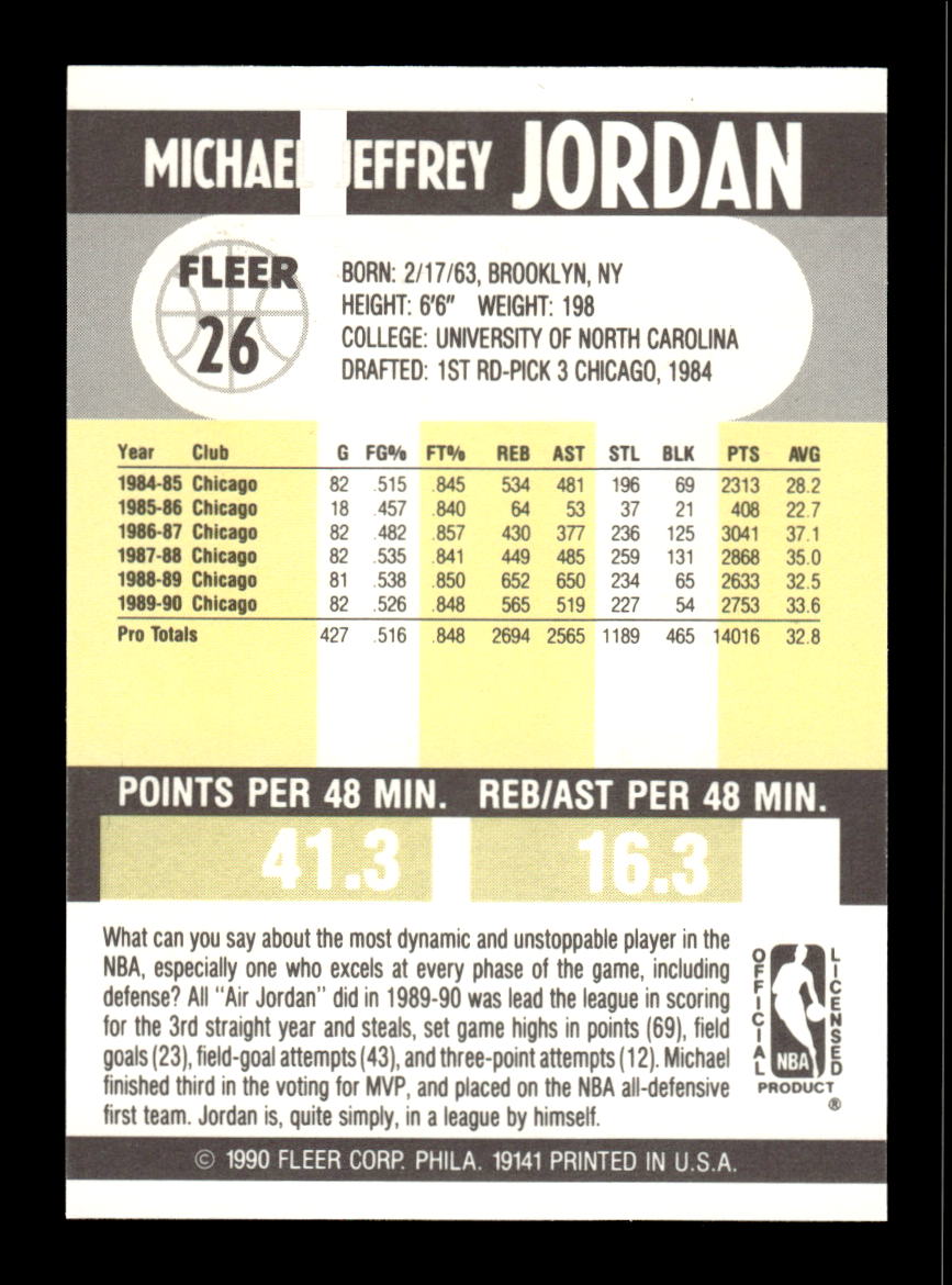 1990-91 Fleer #26 Michael Jordan Error without line NM HOF-10002357