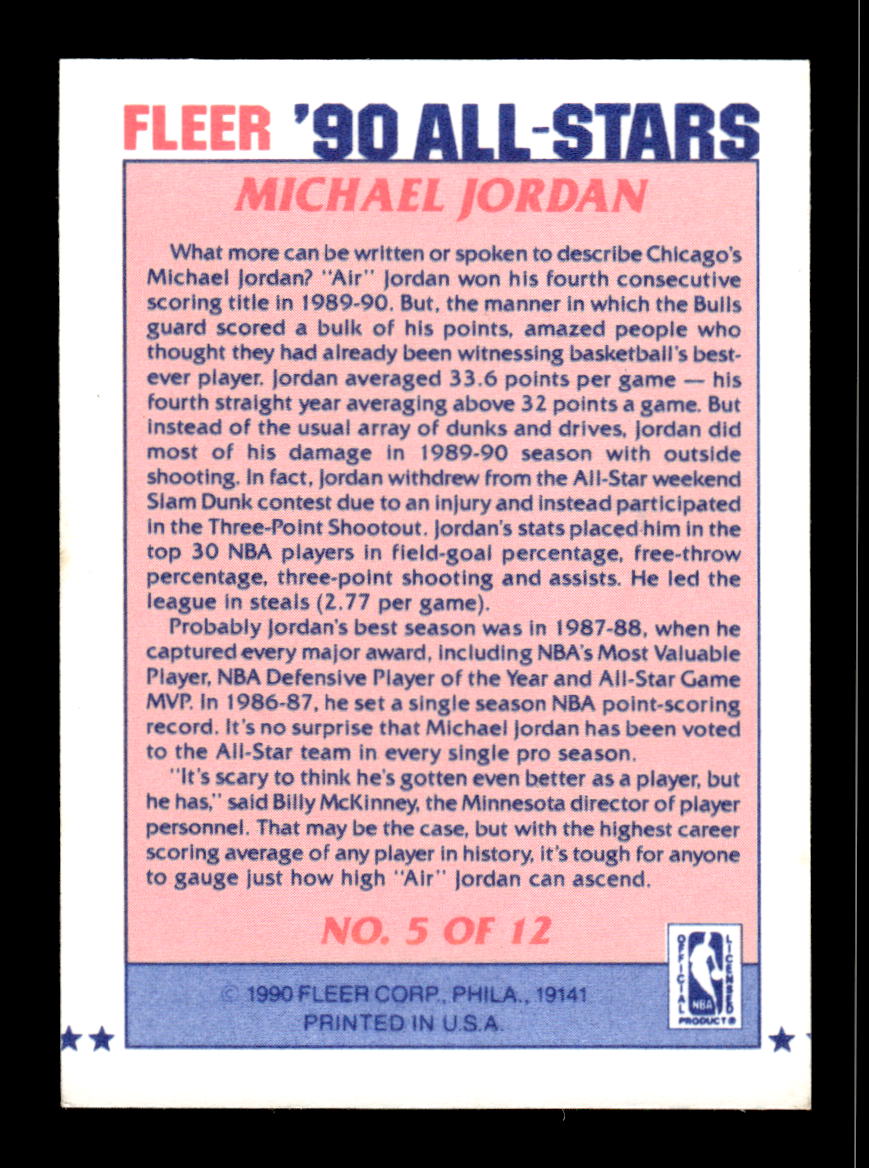 1990-91 Fleer #5 Michael Jordan All-Stars Near Mint or Better HOF-10002360
