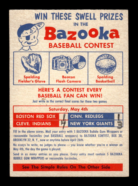 1957 Topps Baseball Contest Card May 4th Excellent HOF-10002374
