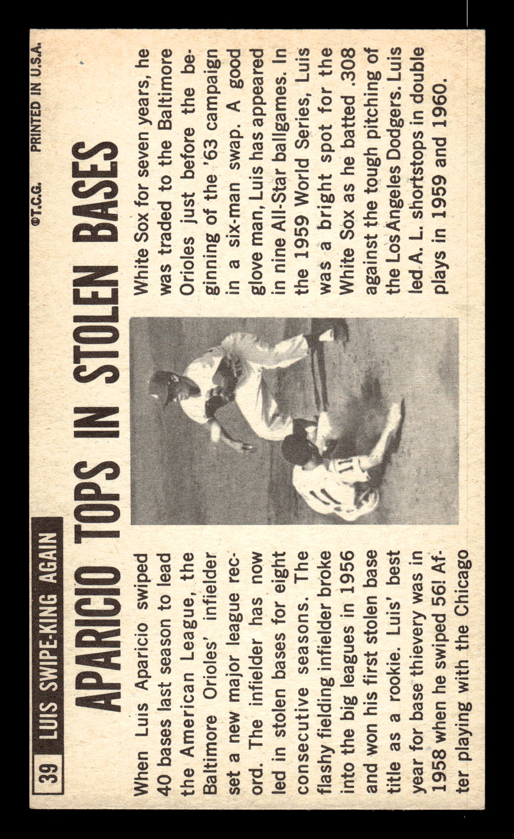1964 Topps Giants #39 Luis Aparicio trimmed Very Good HOF-10002380