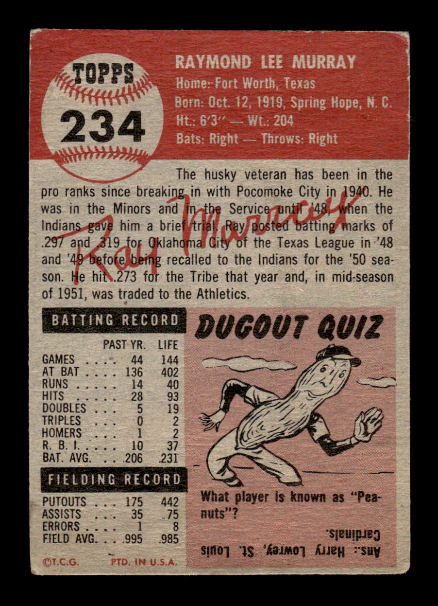 1953 Topps #234 Ray Murray Very Good HOF-10002393