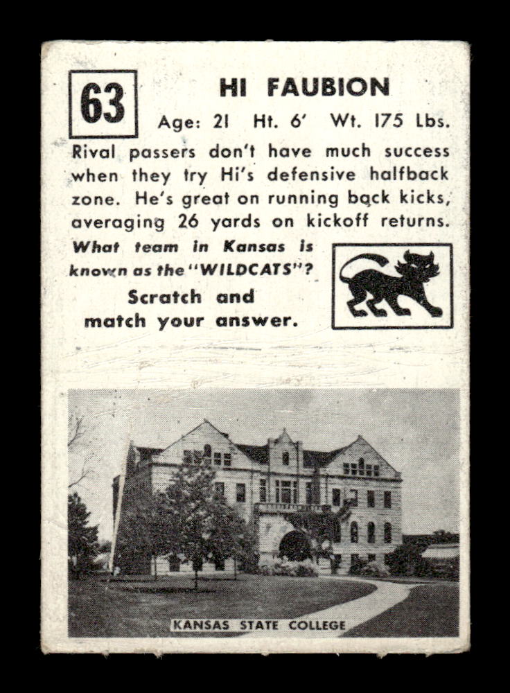 1951 Topps Magic #63 Hi Faubion Poor HOF-10002425