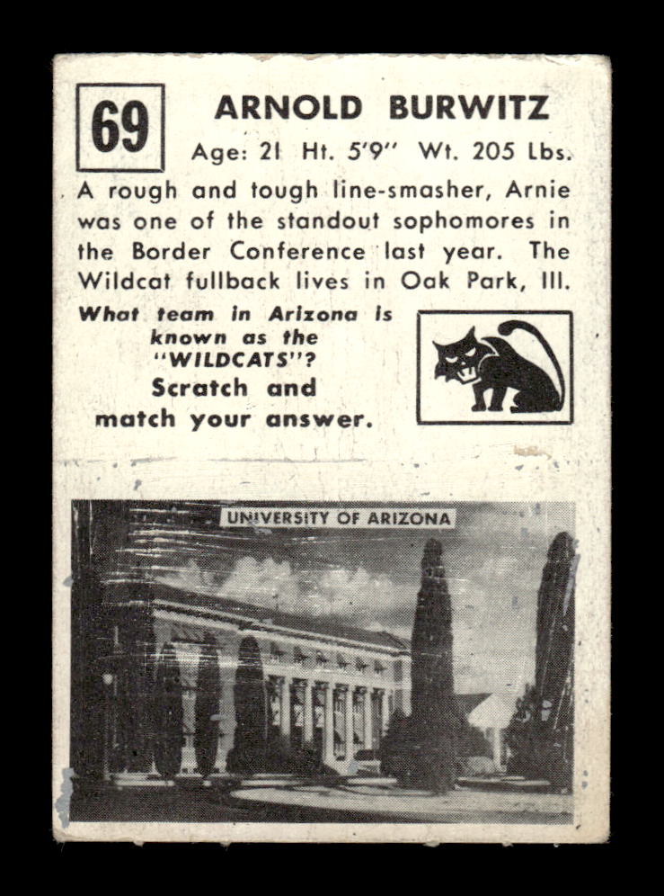 1951 Topps Magic #69 Arnold Burwitz Very Good HOF-10002426