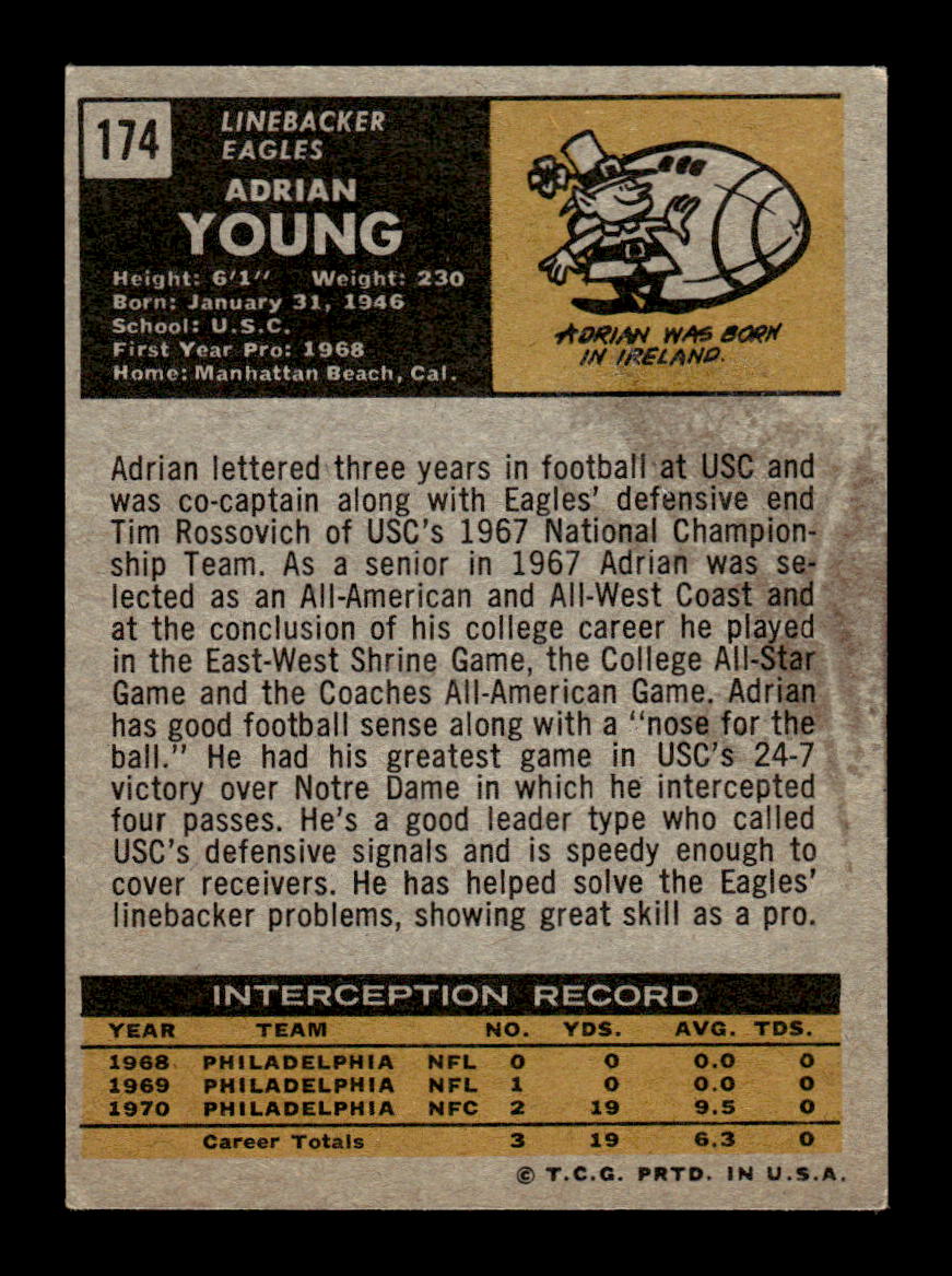 1971 Topps #174 Adrian Young Very Good HOF-10002507