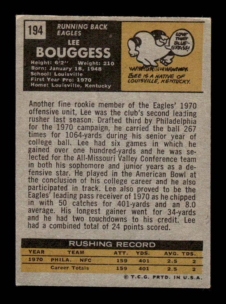 1971 Topps #194 Lee Bouggess Very Good HOF-10002536