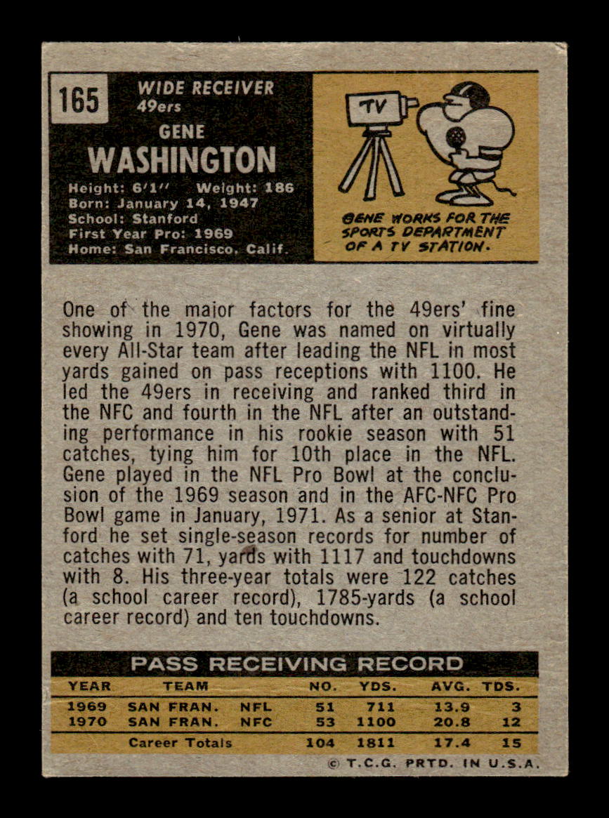 1971 Topps #165 Gene Washington Very Good HOF-10002543