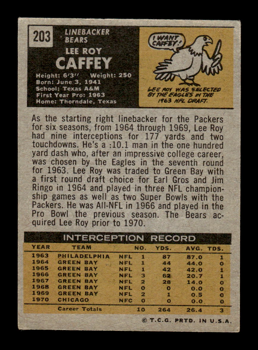 1971 Topps #203 Lee Roy Caffey Very Good HOF-10002552