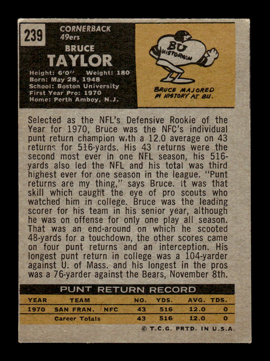 1971 Topps #239 Bruce Taylor Very Good HOF-10002560