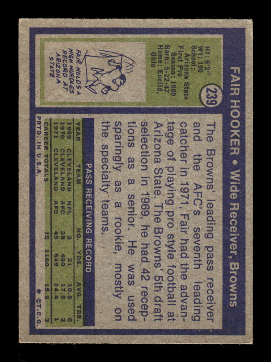1972 Topps #239 Fair Hooker Very Good HOF-10002580