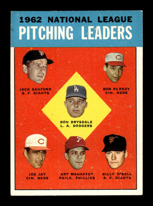 1963 Topps #7 1962 National League Pitching Leaders Don Drysdale Ex HOF-10002689