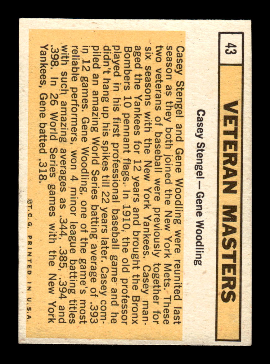 1963 Topps #43 Veteran Masters Stengel Woodling Ex HOF-10002721