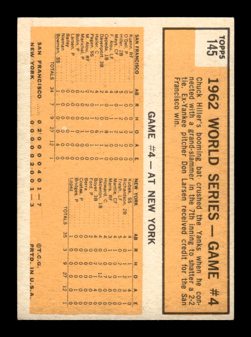 1963 Topps #145 Hiller Blasts Grand Slammer NM HOF-10002812