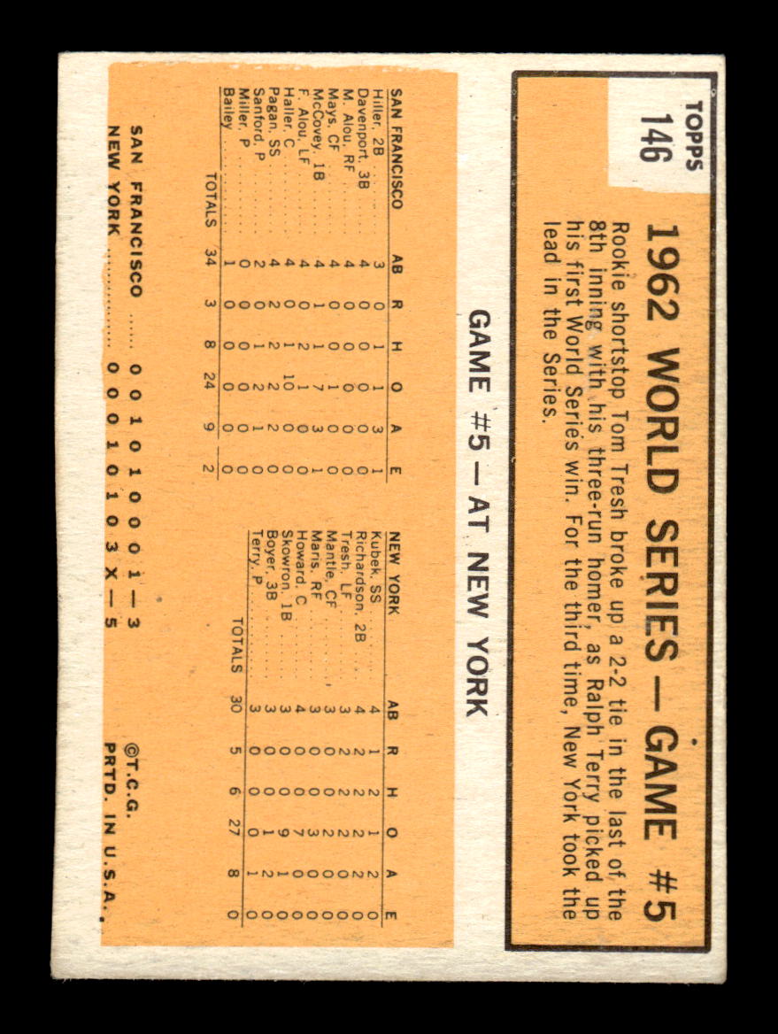 1963 Topps #146 Tresh's Homer Defeats Giants NM HOF-10002813