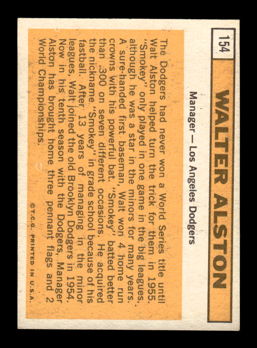 1963 Topps #154 Walt Alston Near Mint or Better HOF-10002821