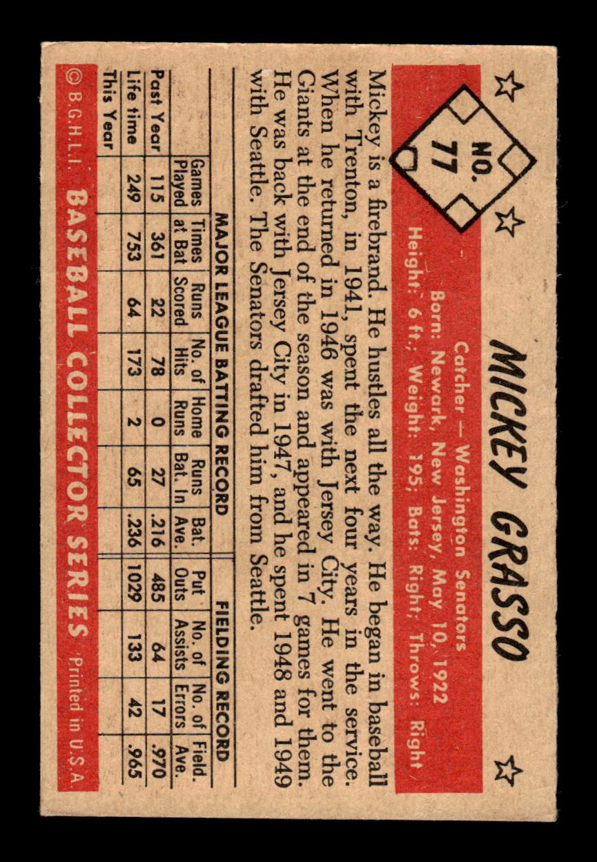 1953 Bowman Color #77 Mickey Grasso Excellent HOF-10002861