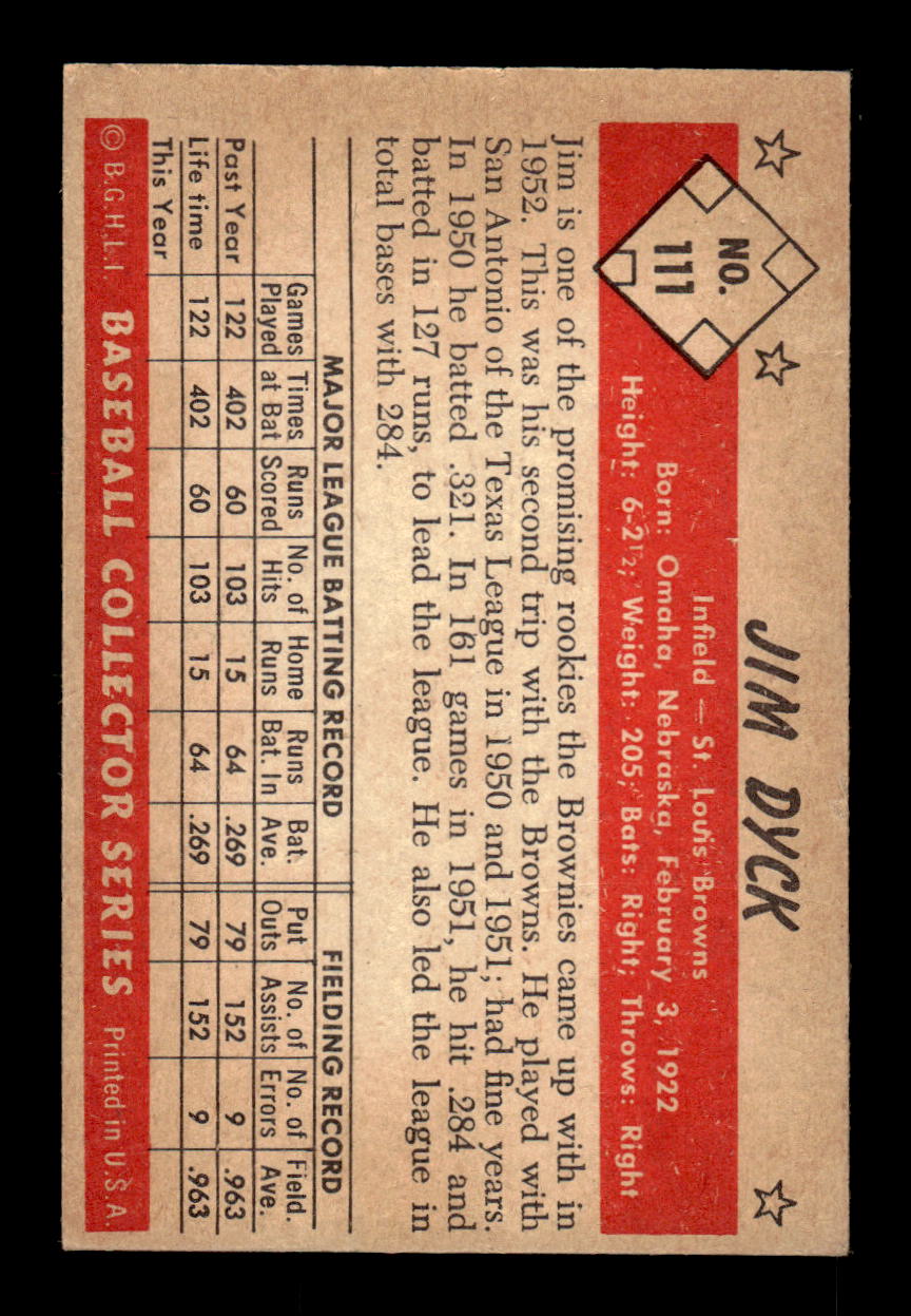 1953 Bowman Color #111 Jim Dyck Excellent HOF-10002868