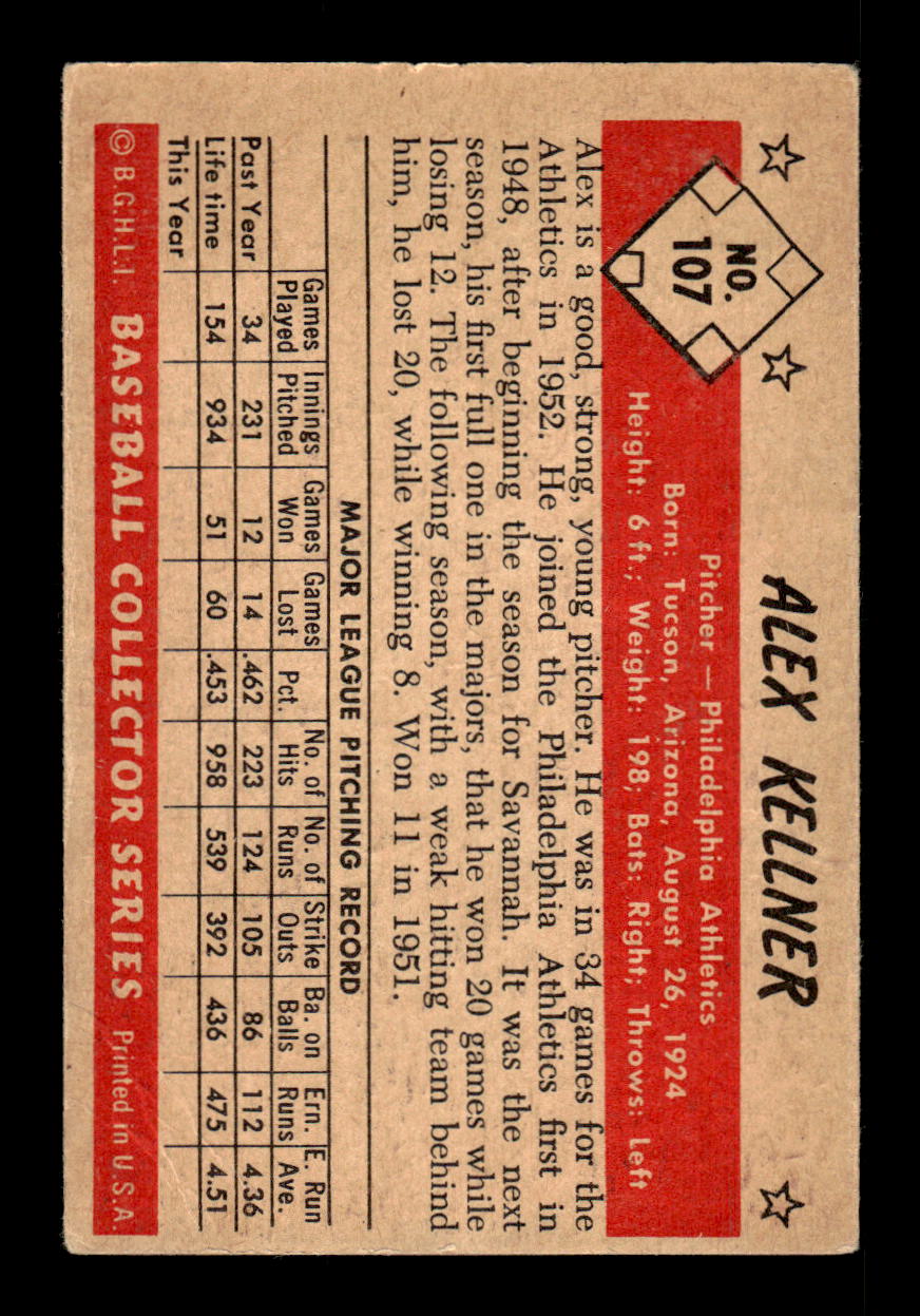 1953 Bowman Color #107 Alex Kellner Excellent HOF-10002869