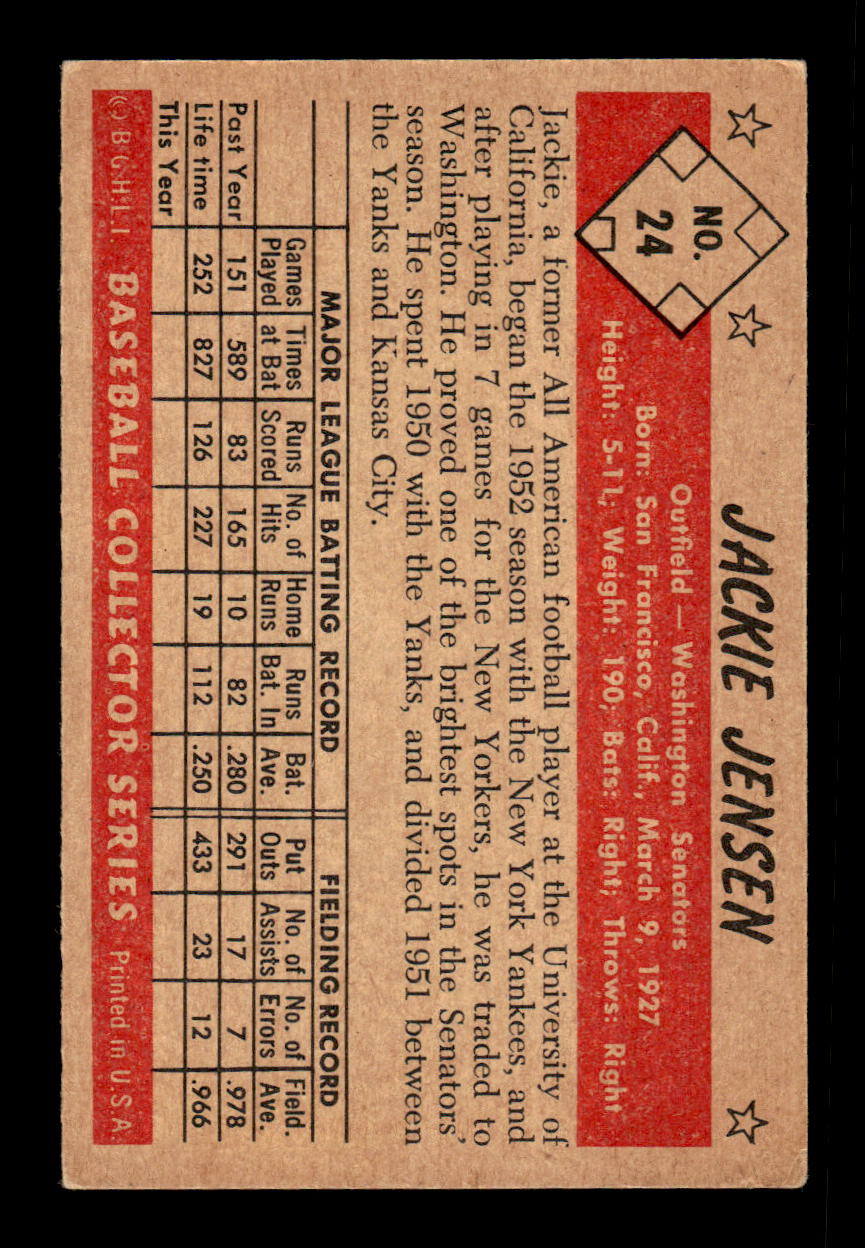 1953 Bowman Color #24 Jackie Jensen Excellent HOF-10002870
