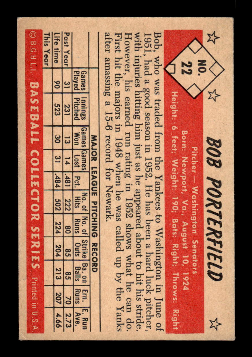 1953 Bowman Color #22 Bob Porterfield Excellent HOF-10002871