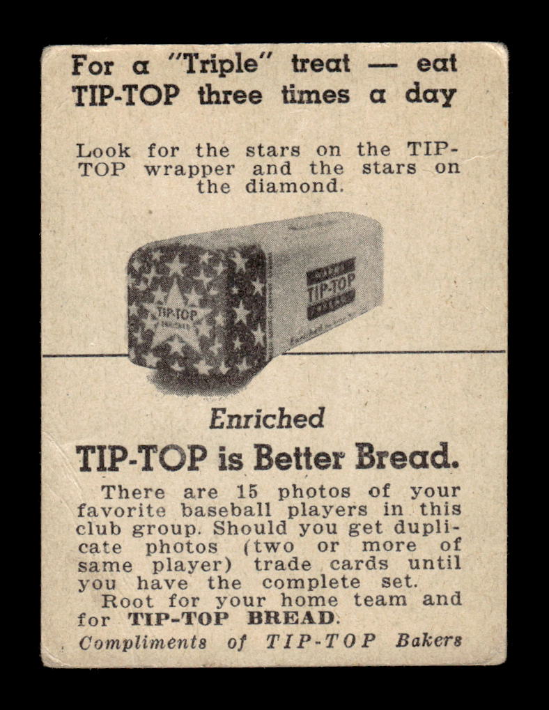 1947 Tip Top (D323) #NNO George "Birdie" Tebbetts Poor HOF-10002884