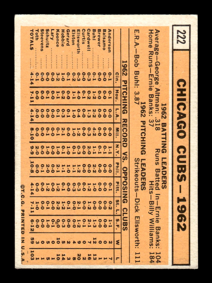 1960 Topps #513 Chicago Cubs Excellent HOF-10003011