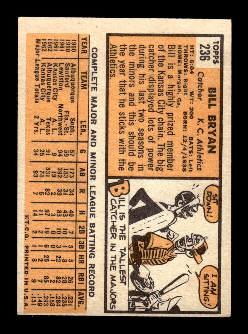 1963 Topps #236 Bill Bryan Excellent HOF-10003023