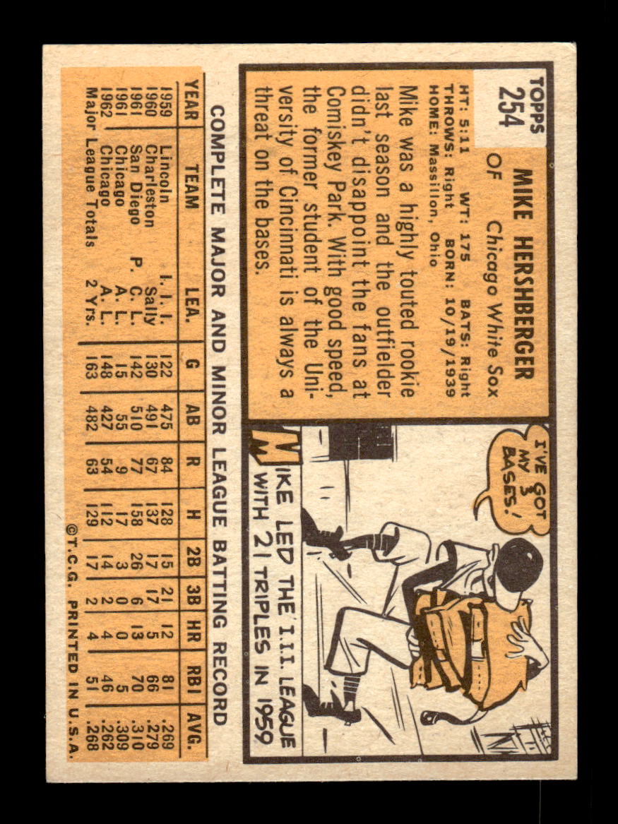 1963 Topps #254 Mike Hershberger Excellent HOF-10003035