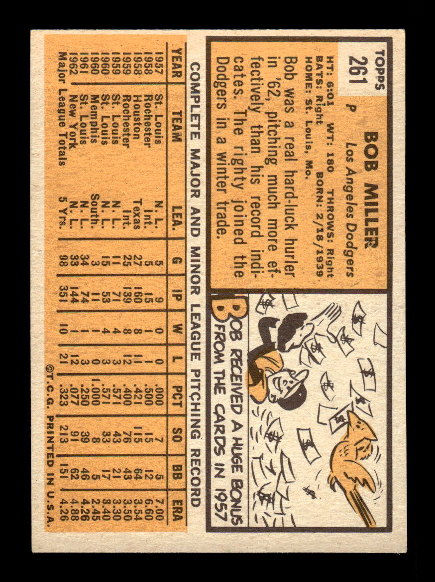 1963 Topps #261 Bob Miller Excellent HOF-10003042