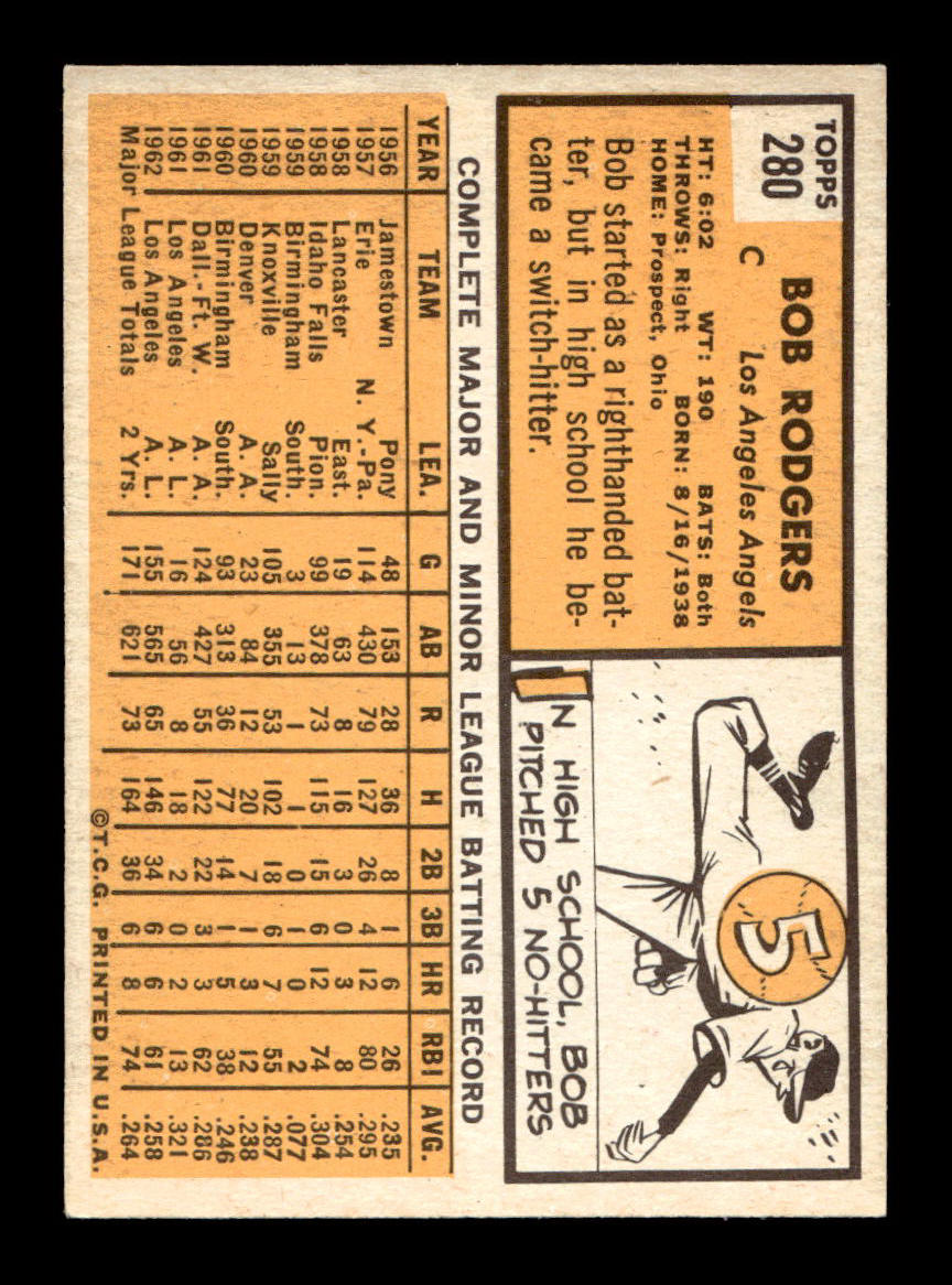 1963 Topps #280 Bob Rodgers Excellent HOF-10003059