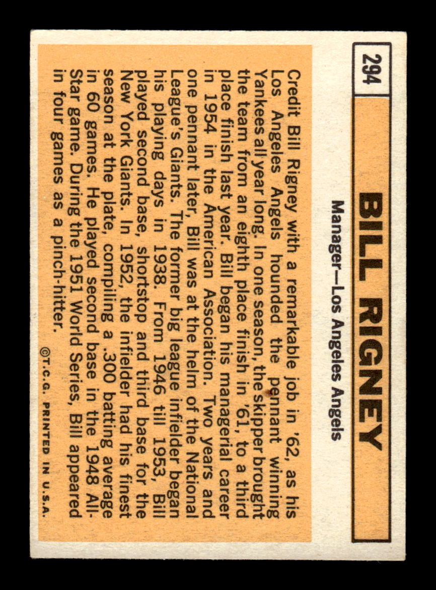 1963 Topps #294 Bill Rigney Excellent HOF-10003072