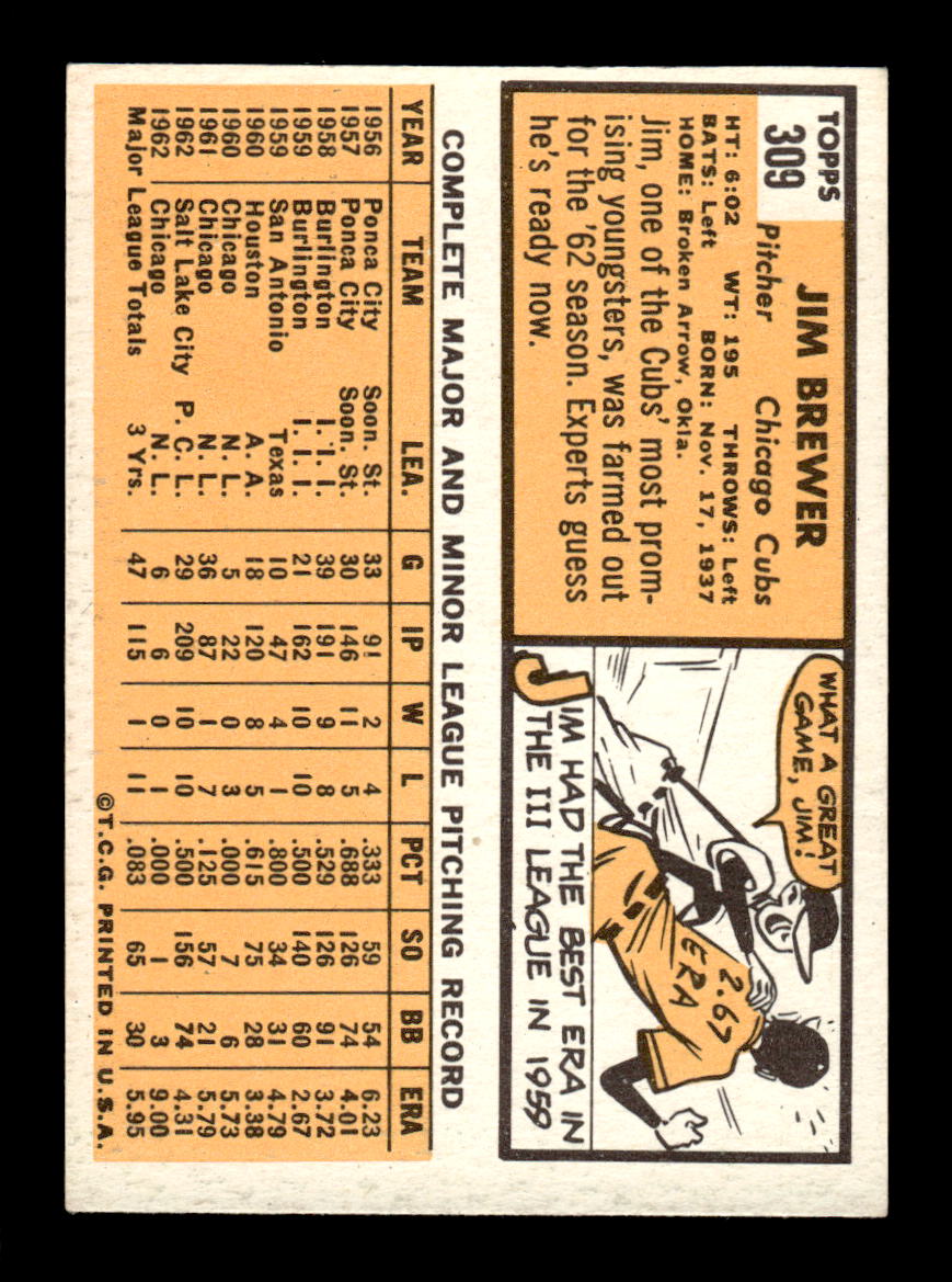 1963 Topps #309 Jim Brewer Excellent HOF-10003084