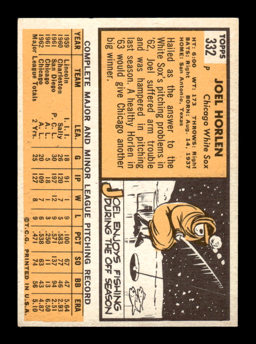 1963 Topps #332 Joel Horlen Excellent HOF-10003103