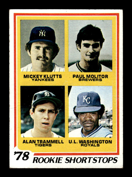 1978 Topps #707 Shortstops Paul Molitor / Alan Trammell RC Very Good HOF-10003214