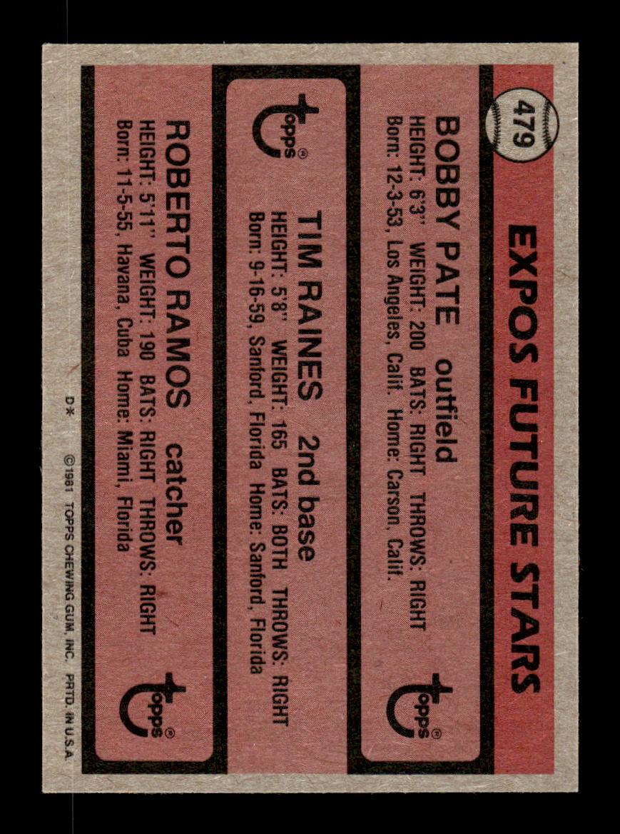 1981 Topps #479 Tim Raines RC Excellent HOF-10003220