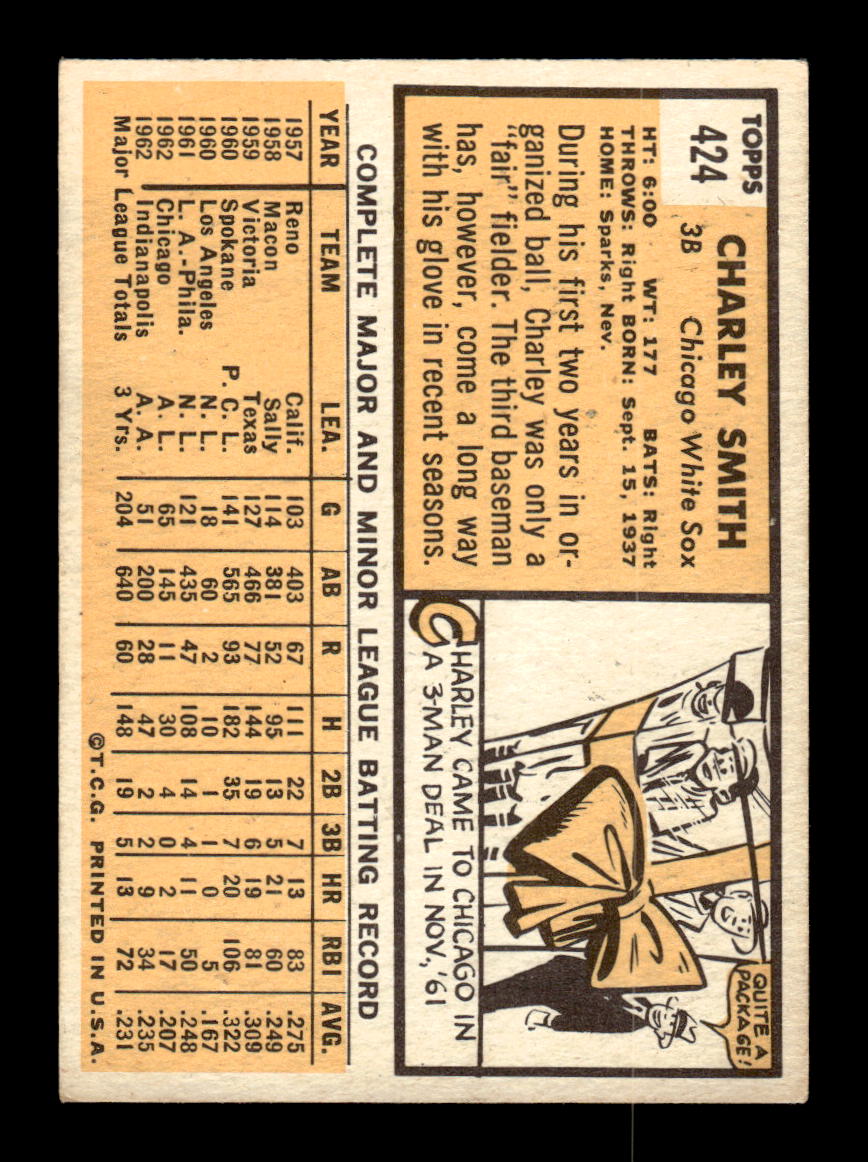 1963 Topps #424 Charley Smith Excellent HOF-10003250