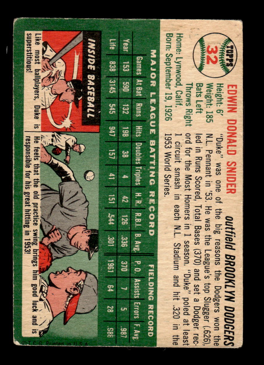 1954 Topps #32 Duke Snider Very Good HOF-10003267