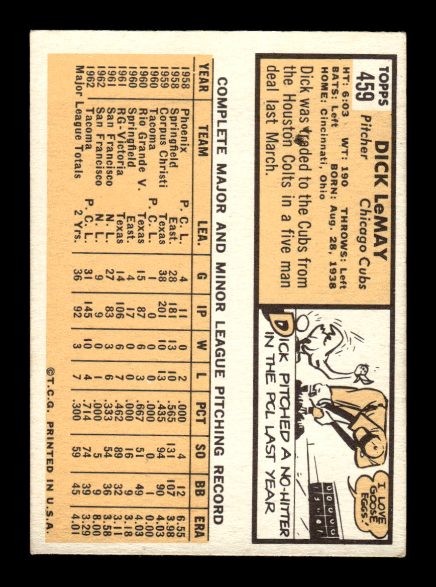 1963 Topps #459 Dick LeMay Semi High Excellent HOF-10003284