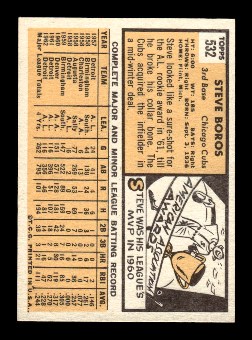 1963 Topps #532 Steve Boros - High # Excellent HOF-10003336