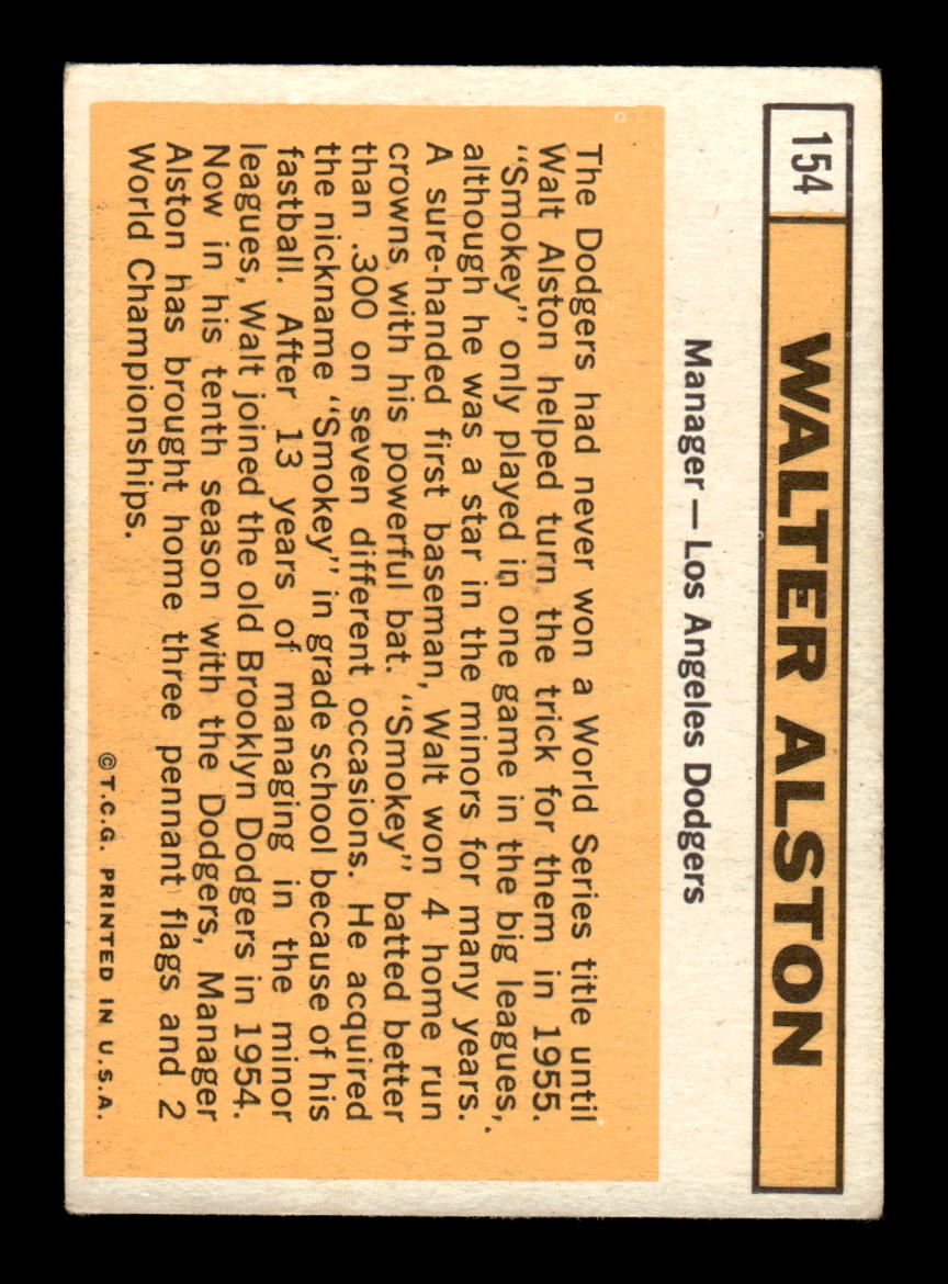 1963 Topps #154 Walt Alston Very Good HOF-10003413