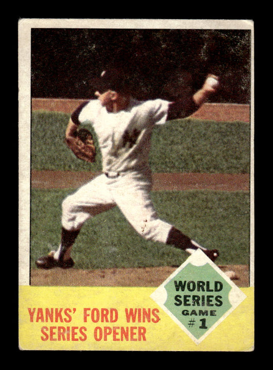 1963 Topps #142 Ford Wins Series Opener Very Good HOF-10003414