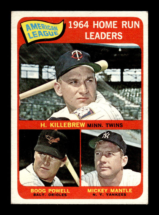 1965 Topps #3 American League 64 HR LDRS Harmon Killebrew / Boog Powell / Mickey Mantle EX HOF-10003418