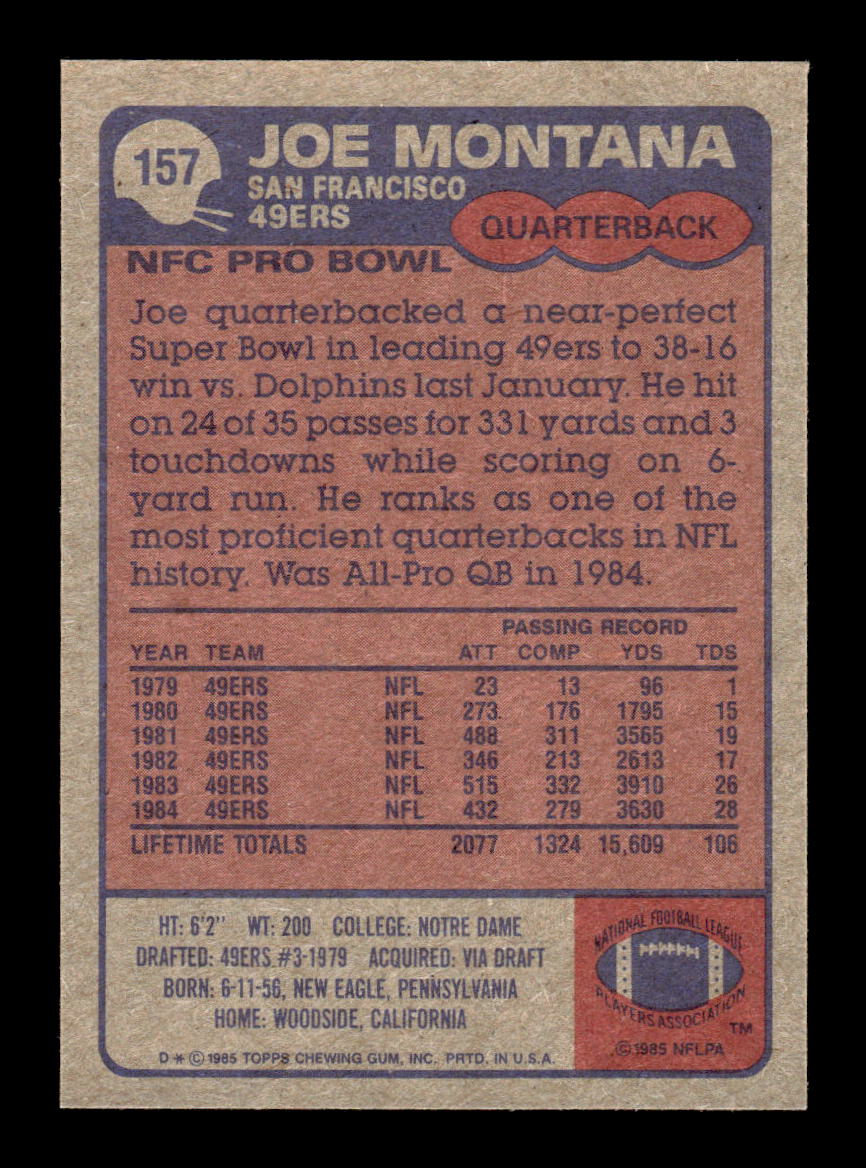 1985 Topps #157 Joe Montana Near Mint or Better HOF-10003428