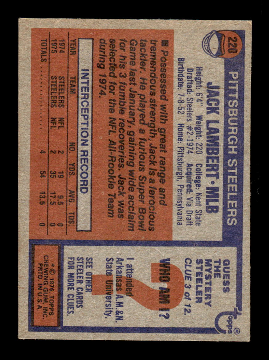 1976 Topps #220 Jack Lambert EXMT HOF-10003439