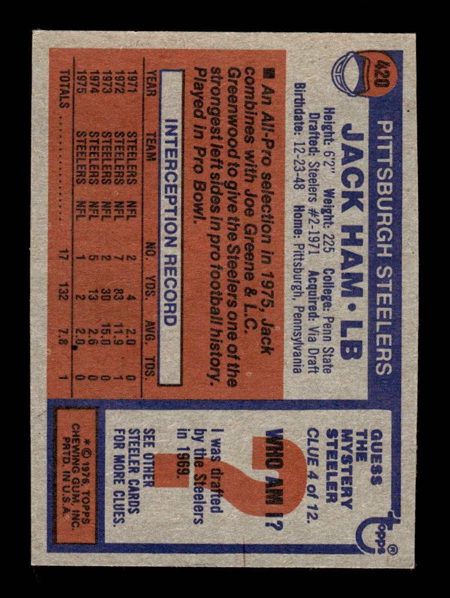1976 Topps #420 Jack Ham EXMT HOF-10003440
