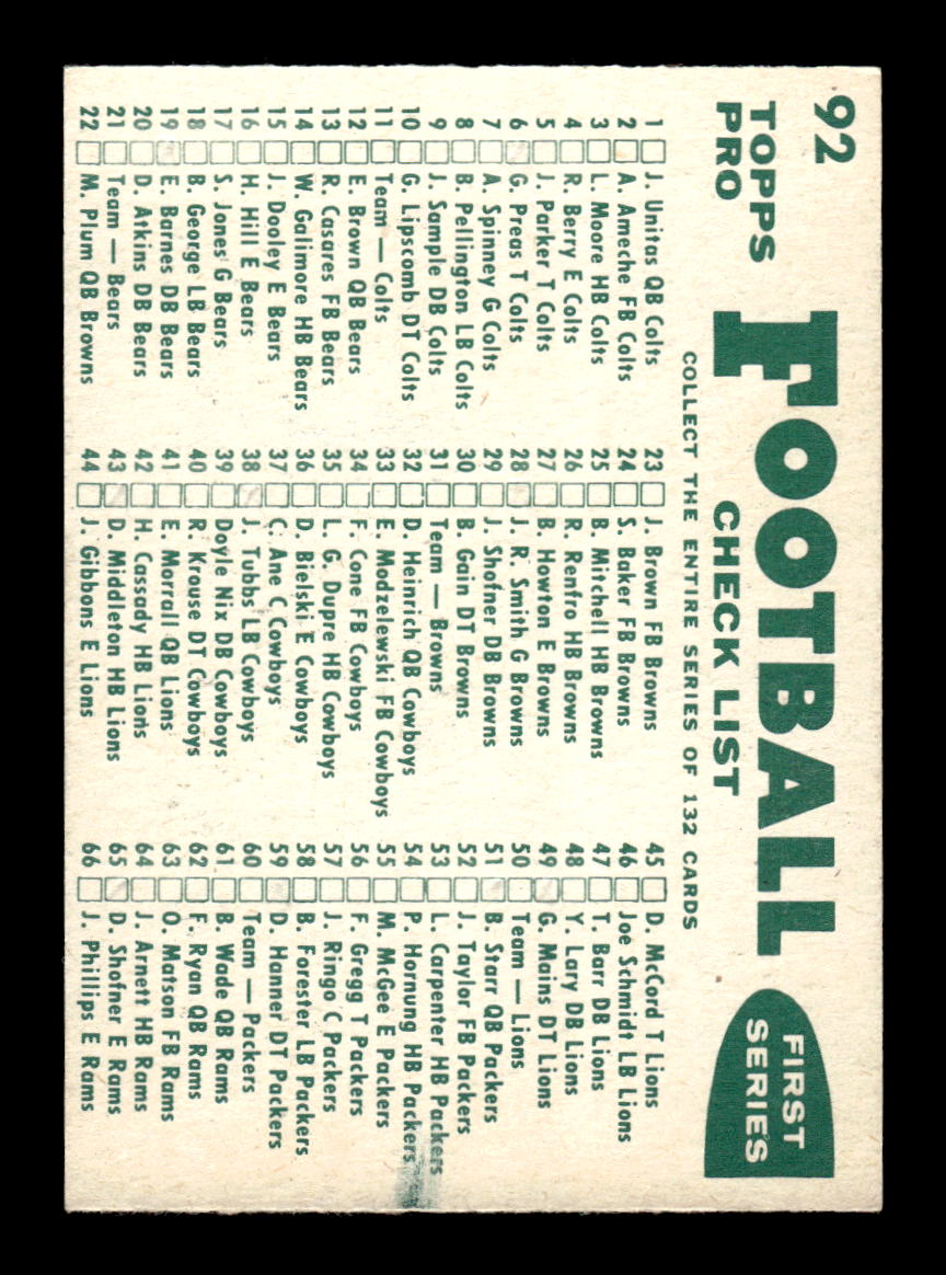 1960 Topps #92 Philadelphia Eagles Excellent HOF-10003458