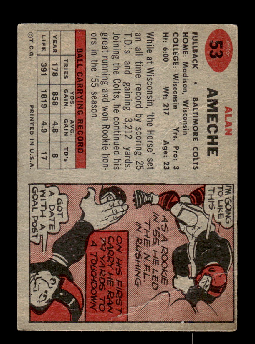 1957 Topps #53 Alan Ameche Poor HOF-10003459