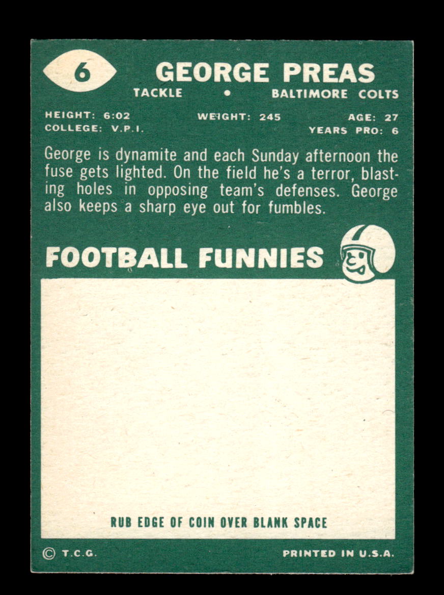 1960 Topps #6 George Preas Excellent HOF-10003462